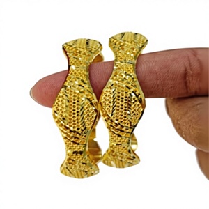 22k Solid Gold <b>Bangle</b> Set for Women Traditional Indian Filigree Flower Design Gold Kada <b>Bracelets</b> Bridal Wedding Jewelry - Product Image 1