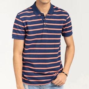 Polo a Rayas Casual para Hombre, Transpirable, de Algodón y Poliéster, Ligero, para Golf, Ropa de Verano, OEM, ODM - Product Image 1