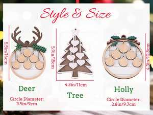 Adorno de madera para árbol de Navidad grabado con nombres, forma de corazón, objetos decorativos rústicos para colgar en la pared - Product Image 6