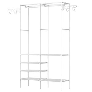Scaffale Organizzatore a 4 Ripiani 66.1x42.1x14.2in, Capacità 400 Libbre, Asta Appendiabiti, Portabiti in Tessuto - Product Image 3