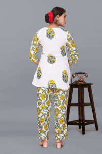 Bulk Wholesale White Green Printed Women Co ord <b>Set</b> Factory Price <b>Magic</b> Fabric 2 Piece Pant Suit Eco Friendly Round Neck - Product Image 3