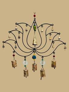 Handcrafted Iron Wind <b>Chime</b> with Colorful Beads Brass <b>Bells</b> Hanging Decor for Home Garden Patio Modern Art - Product Image 4