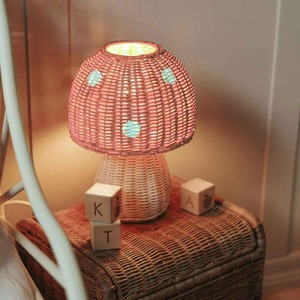 Light pink mushroom-shaped lamp Handmade Storage Basket Wholesale eco-friendly Made in Vietnam Ready to stock - Product Image 2