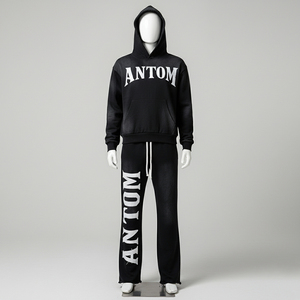 Survêtements évasés pour hommes, nouvelle collection hiver, style streetwear, 100% coton uni / Impression personnalisée en relief à capuche, vente chaude - Product Image 2