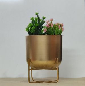 Jardinière décorative en métal plaqué laiton, finition classique, pour balcon et jardin - Product Image 1