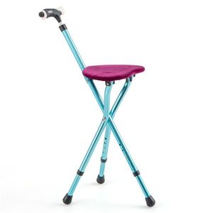 Aluminum Alloy Folding Seat Cane 5-Level Height Adjust LED Light Anti-Slip Pads Bonus <b>Cushion</b>/Eld 3 <b>Foot</b> Pads 220lbs Capacity - Product Image 2