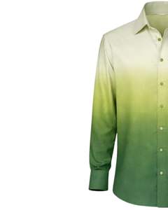 Camisa Formal para Hombre en Degradado Verde Claro y Verde Oscuro, Algodón Premium, Manga Larga, Cierre de Botones, Estilo Casual Elegante, Suministro al por Mayor del Fabricante - Product Image 3