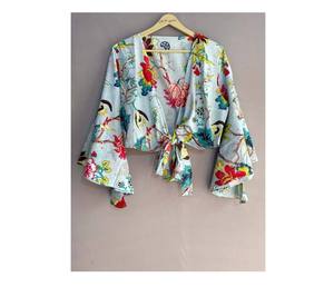 Top Informal de Verano para Mujer, Estilo Bohemio, Hecho a Mano, con Estampado Floral Tie Dye, de Algodón Indio, Ecológico, para la Playa - Product Image 1