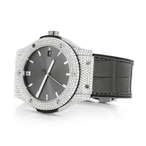 Montre à quartz en acier inoxydable avec finition miroir, sertie de moissanite, style hip-hop, bracelet de 20 mm, cadran en verre - Product Image 2