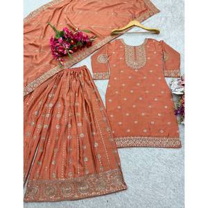 Conjunto de Top-Sarara y Dupatta para Mujer con Bordado de Lentejuelas - Product Image 3