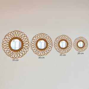 Espejo Redondo Natural de Ratán con Diseño de Rayos de Sol, Espejo de Pared de Bambú, Adorno Decorativo Bohemio para Sala de Estar - Product Image 6