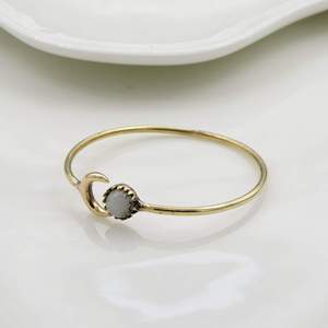 Handmade Brass Crescent Moon Moonstone Cuff <b>Bracelet</b> Adjustable Open Bangle Minimalist <b>Boho</b> Celestial Jewelry for Women - Product Image 4