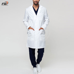 Bata de laboratorio protectora para manipulación de químicos, bata de laboratorio a medida para hombre, de manga larga, bata de ciencia unisex larga con solapa con muescas - Product Image 2