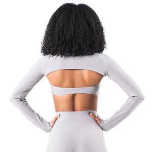 Top Deportivo Blanco de Manga Larga con Aberturas para Mujer, para Gimnasio, Fitness, Yoga, Entrenamiento, Ropa Deportiva Activa, Transpirable y de Alto Rendimiento - Product Image 2