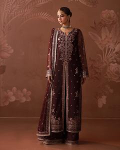 WS International 620 Salwar Kameez de Colores Increíbles para Mujer, Tela de Viscosa y Chifón de Primera Calidad para Fiestas y Bodas - Product Image 1