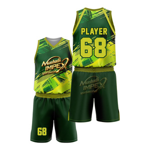 Ensemble de maillots de basket-ball sublimés, imprimé géométrique vert et jaune, uniforme de basket-ball respirant, vêtements unisexes pour adultes - Product Image 2