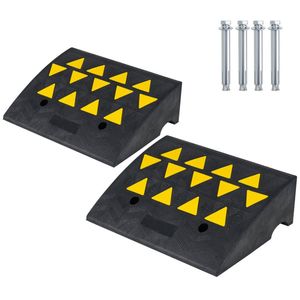 2 Pezzi Rampa per Marciapiede in Gomma Rinforzata con Canale di Drenaggio e Strisce Riflettenti per Vialetti - Product Image 2