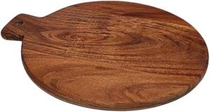 Tabla de cortar redonda de bambú con mango, tabla de cortar gruesa ecológica para carne y verduras - Product Image 1