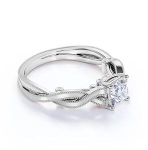 Moissanite Square Cut Prong Setting <b>Solitaire</b> Engagement <b>Ring</b> 1 Carat Gold Plated Sterling <b>Silver</b> Classic Wedding Her - Product Image 2