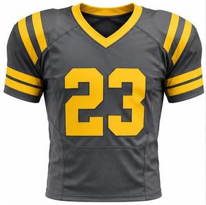 Camiseta de Fútbol Americano Amarilla Personalizada con Cuello en V, 23, Poliéster Transpirable, Impresión por Transferencia de Calor, Uniforme Unisex para Adultos - Product Image 1
