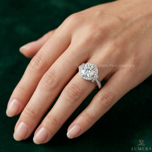 Custom IGI Certified Round Brilliant Moissanite Halo Ring 9KT 10KT 14KT 18KT Gold <b>Infinity</b> Engagement Ring - Product Image 5