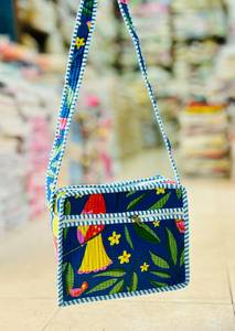 Quilted Geometric Cotton Crossbody Bag Vintage Fashion Lady Shoulder Purse Zipper Handbag for Travel Daily Use - Product Image 1