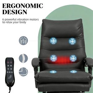 Sedia da Ufficio Nera con Funzione Massaggio, Sedia da Studio per Computer - Product Image 3