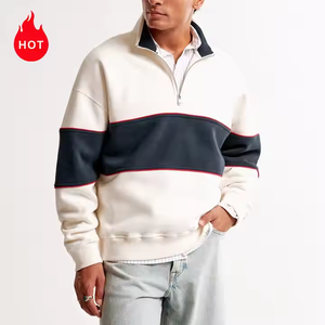 Sudadera de hombre de corte holgado con cremallera de un cuarto, estilo urbano, casual, de manga larga, de punto, de poliéster y algodón - Product Image 5