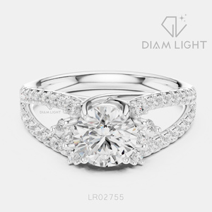 Bague de fiançailles en or blanc 14 carats avec diamant de laboratoire de 1,00 carat, couleur F+, clarté VS+, pavé rond, bague de fiançailles et de mariage certifiée IGI - Product Image 1