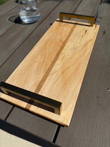 Plateaux décoratifs en bois rectangulaires au design minimaliste avec poignées en laiton, plateaux de service en bois faits à la main, plateau pour le petit-déjeuner et le dîner - Product Image 3