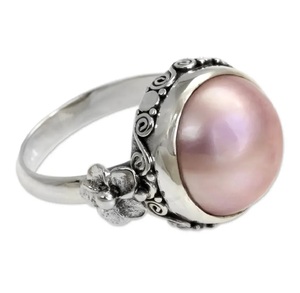 Bague Fleur en Perle d'Eau Douce Naturelle, Argent Sterling 925, Bijou Élégant Fait Main, Cadeau pour Elle - Product Image 3