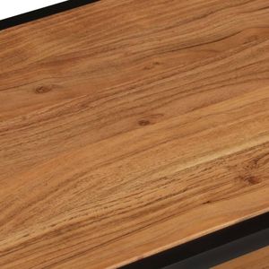 Table basse en bois d'acacia massif brun naturel avec structure en fer thermolaqué, décoration d'intérieur unique - Product Image 5