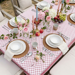 Neem Raspberry Hand Block Printed Cotton <b>Tablecloth</b> 180x270cm Handmade Designer Premium Dining Table Cover Home Decor Gift - Product Image 6