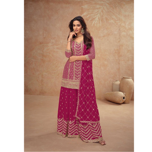 Salwar Kameez morado bordado con dupatta para mujer, vestido tradicional indio pakistaní para bodas, largo hasta el suelo, de poliéster. - Product Image 4