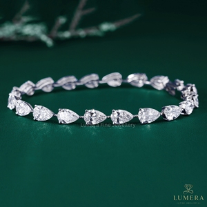 Bracelet tennis élégant en diamant de laboratoire taille poire, or 9K 10K 14K 18K, bijoux directement de l'usine pour femme - Product Image 2