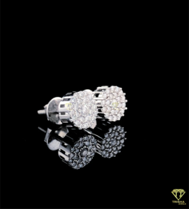 Iced Out Round Lab Grown Diamond Earrings In 925 Sterling <b>Silver</b> Luxury Style - Product Image 2