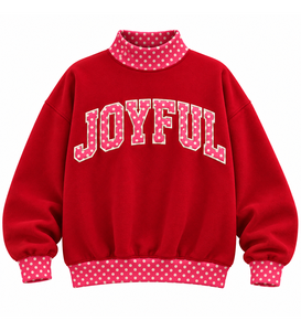 Sudadera navideña personalizada al por mayor para mujer, con cuello simulado, apliques de cristal, bordado, de algodón, de manga larga, estilo oversize - Product Image 5