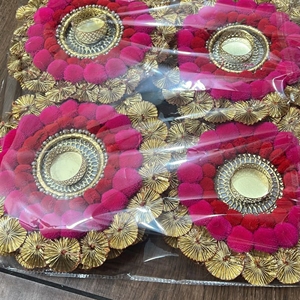 Ensemble de tapis à bougies chauffe-plat faits main avec pompons pour la décoration de Diya, Pooja, Rangoli, mariages, festivals, réutilisable, décoration intérieure, cadeau - Product Image 4