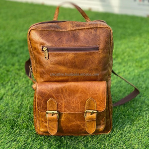 New Arrival Real Handmade Full Grain Crunch Leather Travel <b>Backpacks</b> Personalized Unisex Rustic Brown Vintage <b>Laptop</b> <b>Backpacks</b> - Product Image 2