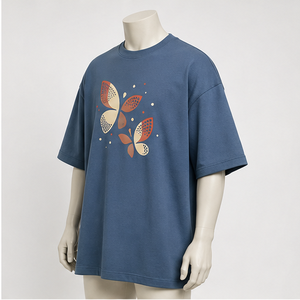 Camiseta Oversize de Algodón 100% con Hombros Caídos y Gráfico de Pétalos, de Secado Rápido y Manga Corta para Hombre, Estilo Casual Contemporáneo - Product Image 4