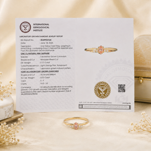 Anillo de Oro Amarillo Sólido de 14 Quilates con Diamante Cultivado en Laboratorio y Morganita Cultivada en Laboratorio, Diseño Elegante, Joyería Fina de Lujo para Mujer, Anillo de Boda - Product Image 6