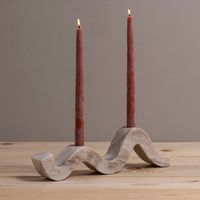 Support de bougie en marbre, cylindrique, avec accents dorés, décoration d'intérieur, support en pierre durable