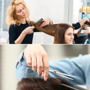 Ensemble de ciseaux de coiffure japonais professionnels en acier inoxydable de haute qualité 6 1/2 pouces, kit de ciseaux à effiler dorés durables pour barbier, 3 pièces - Product Image 4