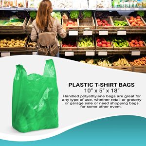 Confezione da 1000 Sacchetti di Plastica Verdi per T-Shirt 10 X 5 X 18 in Polietilene ad Alta Densità per Asporto Alimentare Spessore 16 Micron - Product Image 5