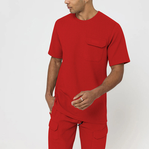 Ensemble t-shirt et short pour hommes, tenue d'été décontractée en deux pièces, respirant, léger, ensemble de vêtements de détente assortis, options multicolores - Product Image 6