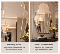 Miroir mural en argent, design galet, miroir décoratif, salle de bain, chambre à coucher, salon, moderne, élégant, mural, 24*26 pouces