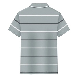 เสื้อโปโลผู้ชายลายทางถักแขนสั้นลำลองมีกระเป๋าสีเทา - Product Image 2