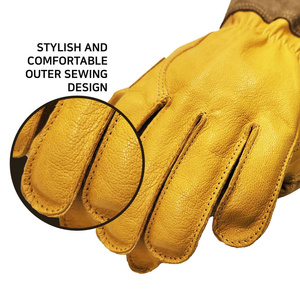 Gants de soudage TIG en cuir de chèvre et de vachette de qualité supérieure, protection industrielle résistante à la chaleur avec manchette longue - Product Image 5