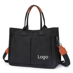Bolsa de Mano Grande de Lona de Color Sólido con Logotipo Personalizado de Moda BAGNEX, con Bolsillos, Cierre de Cremallera, para Laptop, Compras, al Hombro - Product Image 1