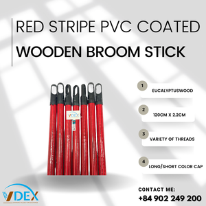 Mango de escoba de madera, palo de fregona de madera a la venta, longitud de 120cm, Malasia, Italia, mercado, revestimiento de PVC, mango de escoba de madera - Product Image 2